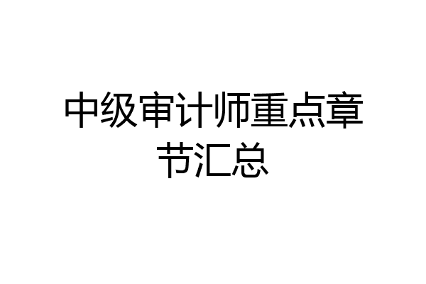 中级审计师重点章节汇总