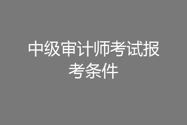 中级审计师考试报考条件