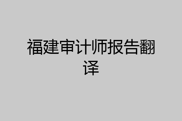 福建审计师报告翻译