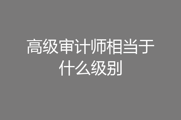 高级审计师相当于什么级别