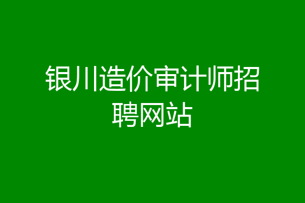 银川造价审计师招聘网站