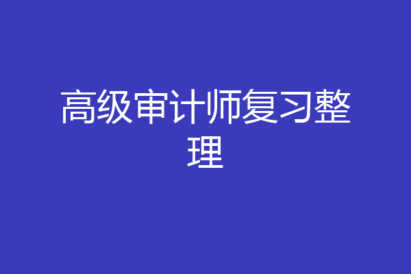 高级审计师复习整理