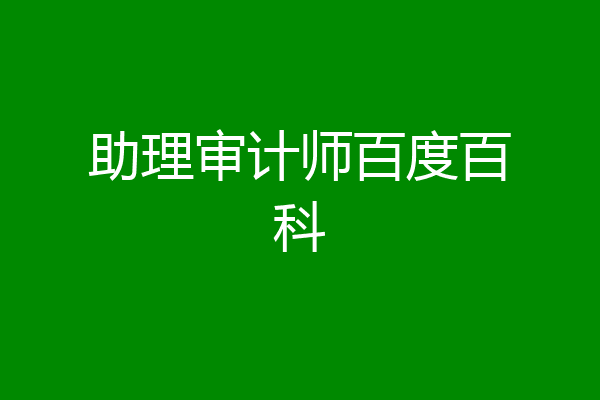 助理审计师百度百科