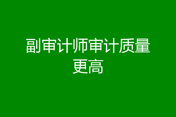 副审计师审计质量更高