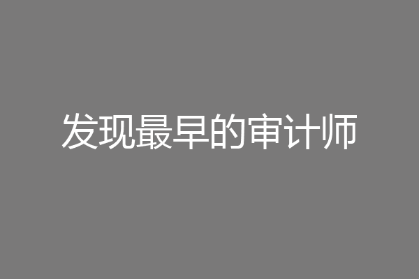 发现最早的审计师