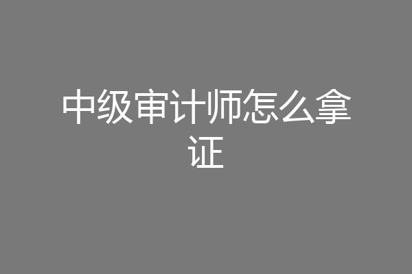 中级审计师怎么拿证