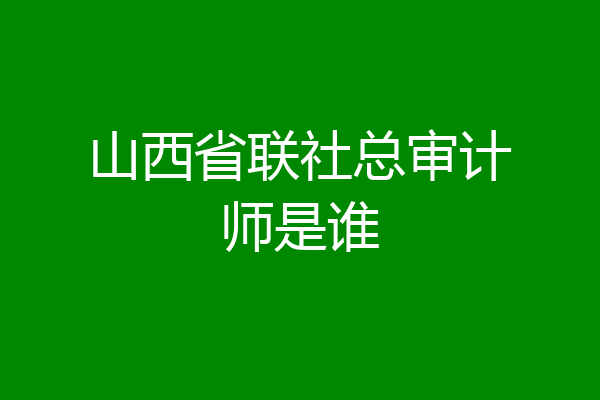 山西省联社总审计师是谁