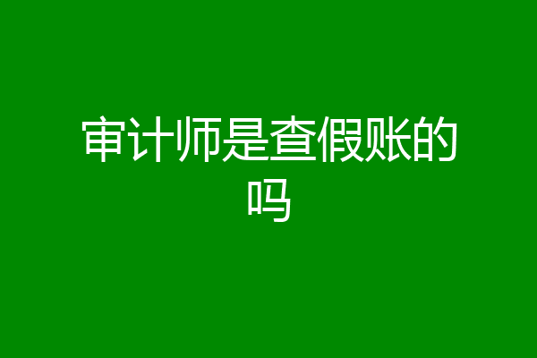 审计师是查假账的吗