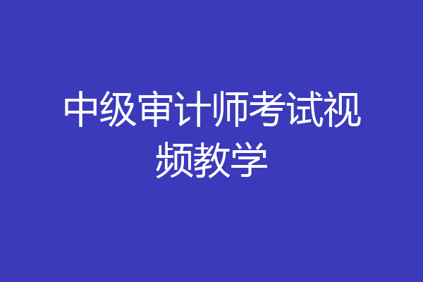 中级审计师考试视频教学
