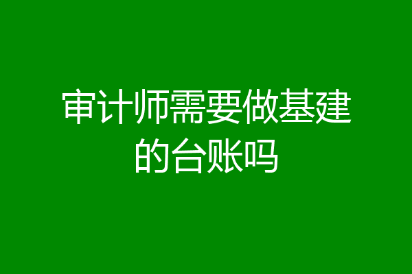 审计师需要做基建的台账吗