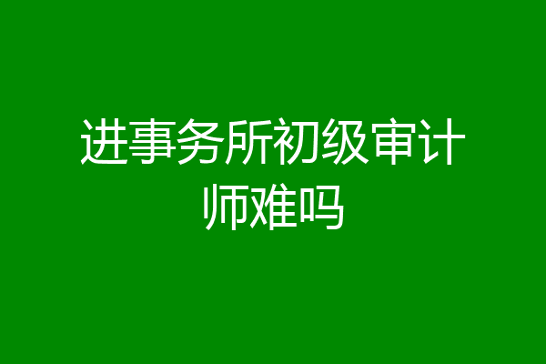 进事务所初级审计师难吗