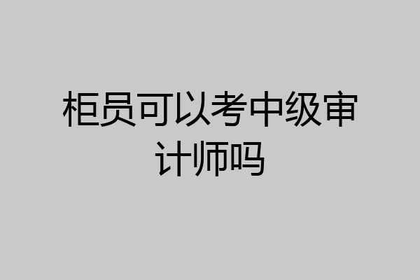 柜员可以考中级审计师吗