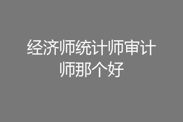 经济师统计师审计师那个好