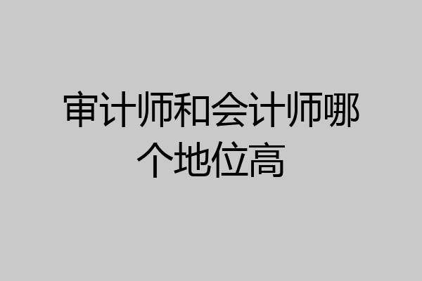 审计师和会计师哪个地位高