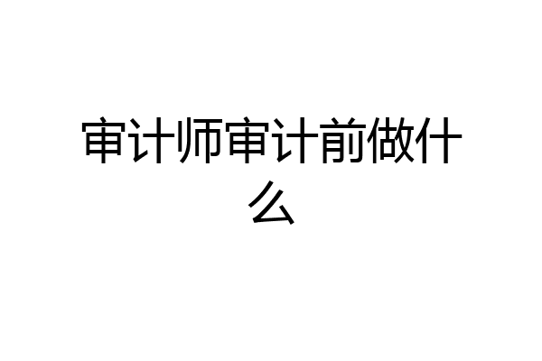 审计师审计前做什么