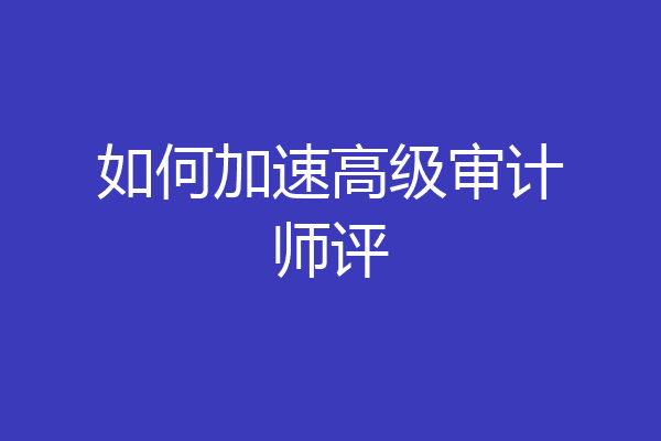 如何加速高级审计师评