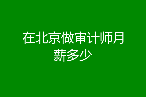 在北京做审计师月薪多少
