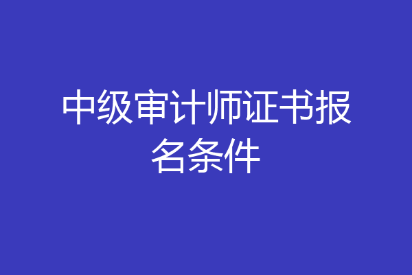 中级审计师证书报名条件