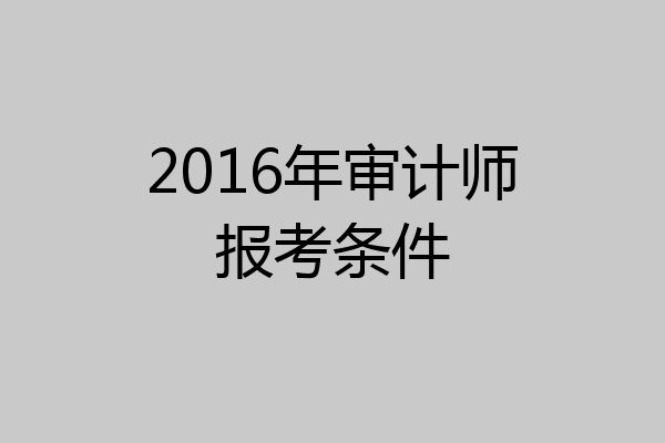 2016年审计师报考条件