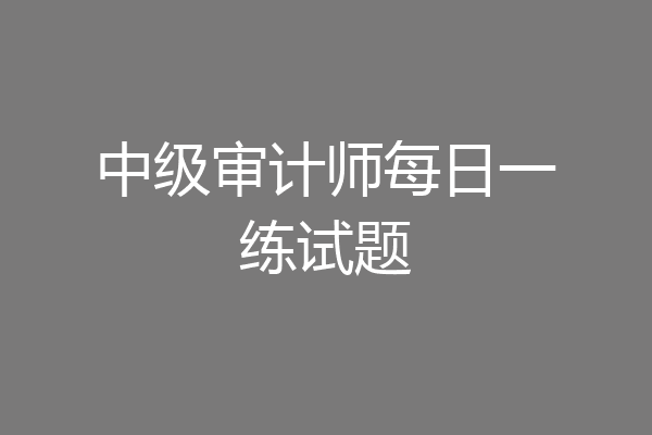 中级审计师每日一练试题