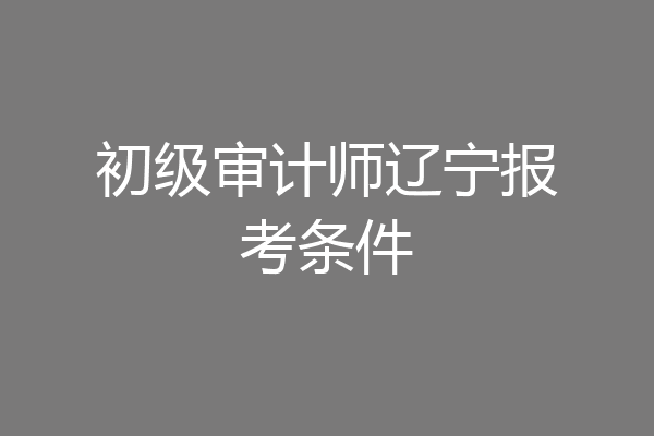 初级审计师辽宁报考条件