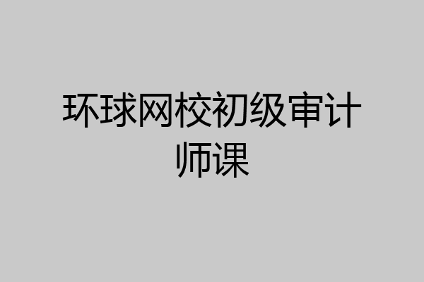 环球网校初级审计师课