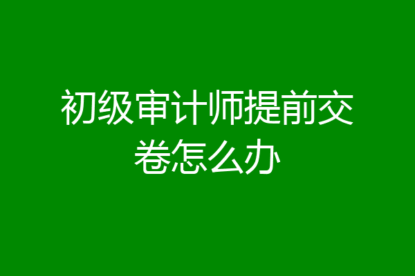 初级审计师提前交卷怎么办