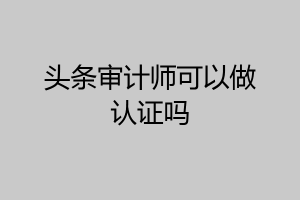 头条审计师可以做认证吗