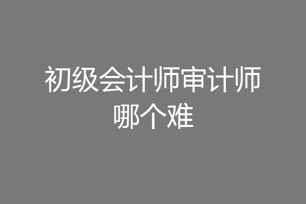 初级会计师审计师哪个难