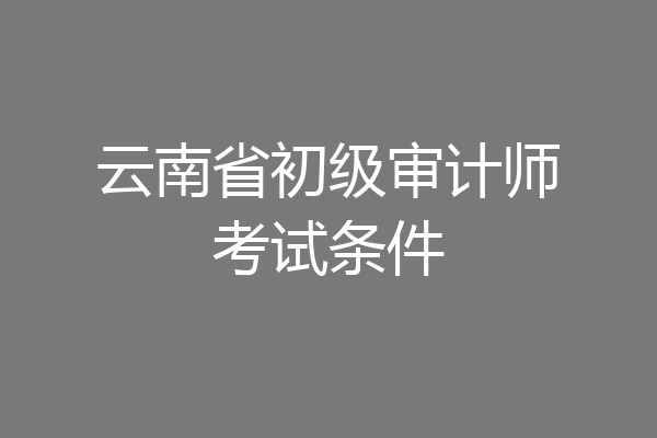 云南省初级审计师考试条件