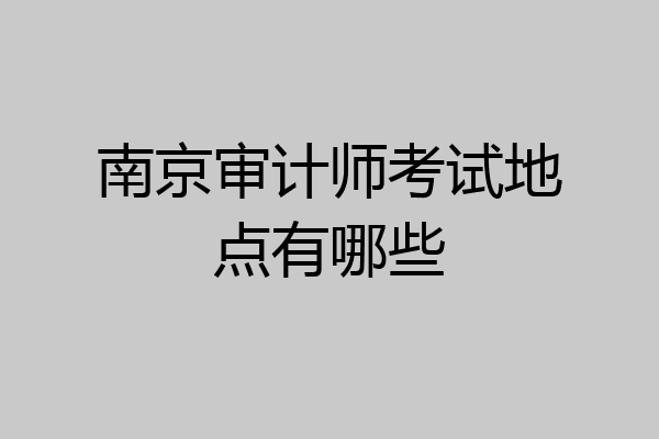 南京审计师考试地点有哪些