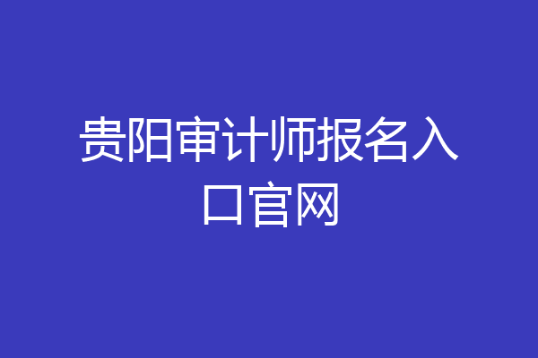 贵阳审计师报名入口官网