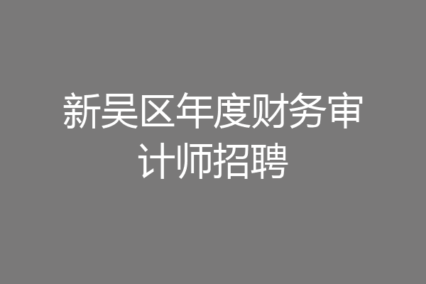 新吴区年度财务审计师招聘