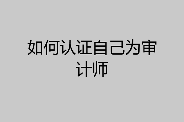 如何认证自己为审计师