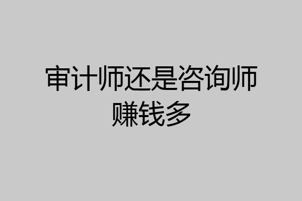 审计师还是咨询师赚钱多