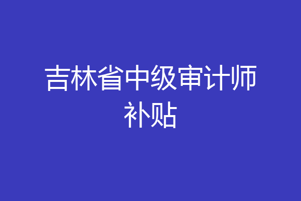 吉林省中级审计师补贴