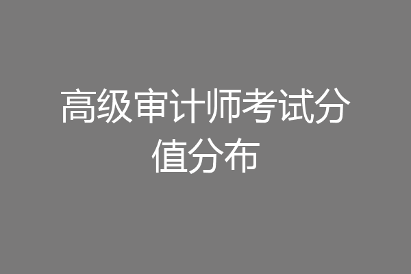 高级审计师考试分值分布