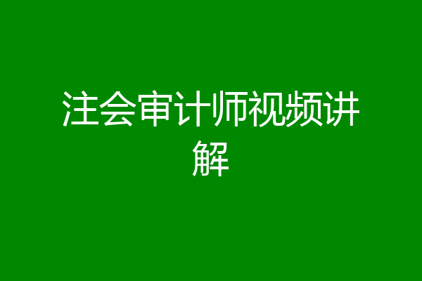 注会审计师视频讲解