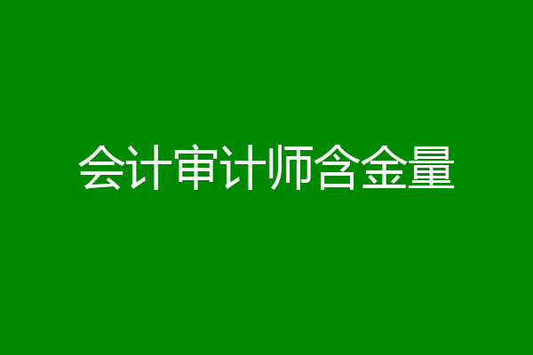 会计审计师含金量
