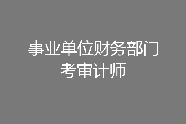 事业单位财务部门考审计师