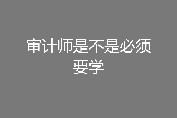 审计师是不是必须要学