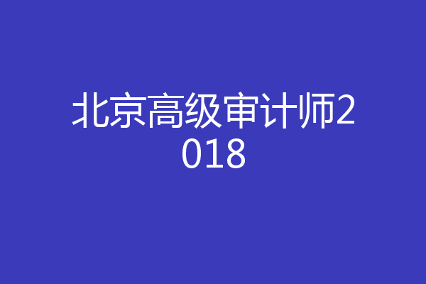 北京高级审计师2018
