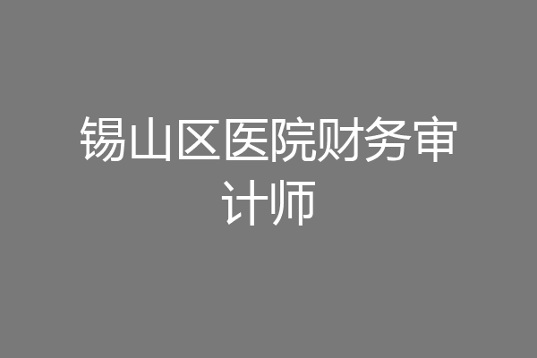 锡山区医院财务审计师