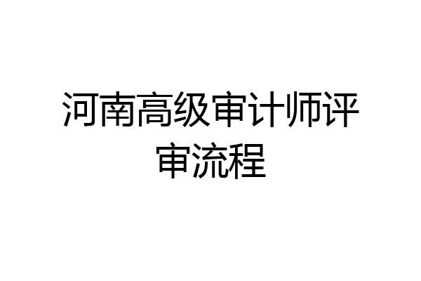 河南高级审计师评审流程