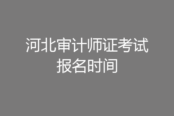 河北审计师证考试报名时间