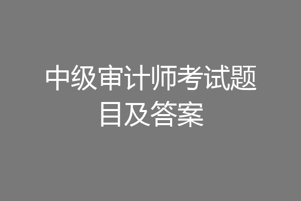 中级审计师考试题目及答案