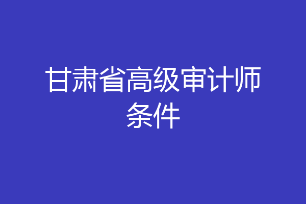 甘肃省高级审计师条件