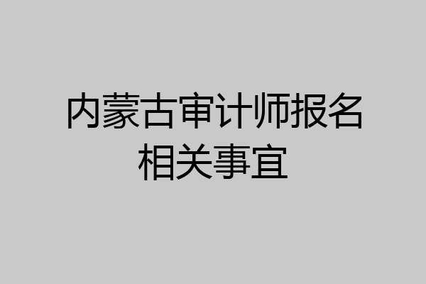 内蒙古审计师报名相关事宜