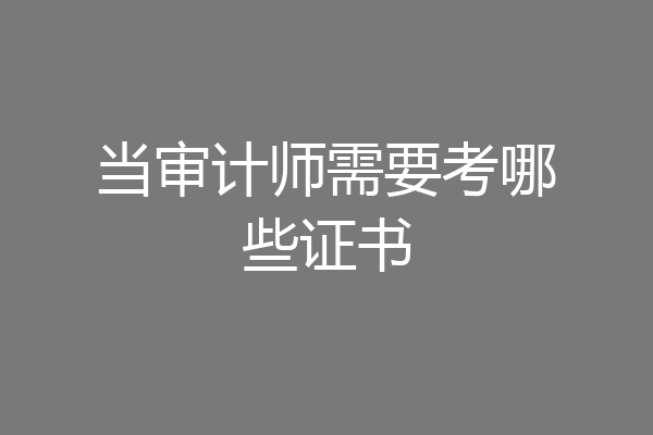 当审计师需要考哪些证书
