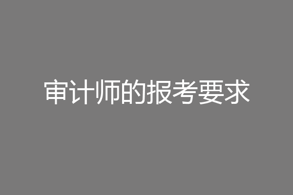 审计师的报考要求